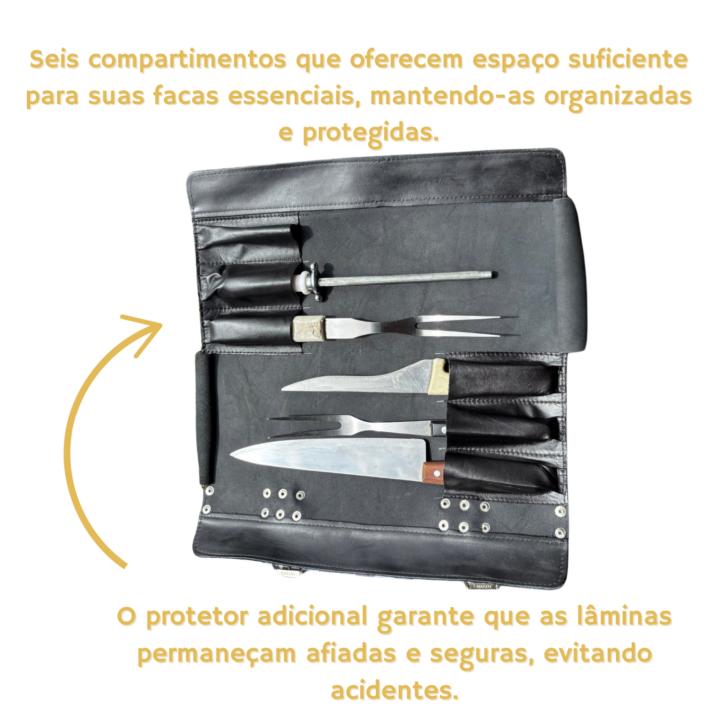 Case de facas Couro Legitimo Porta Facas Estojo de Facas