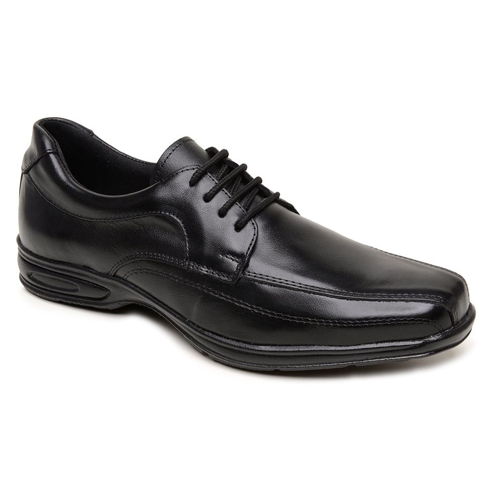 Sapato Social Masculino De Couro Preto Solado Elegância e Conforto Amortecedor Com Cadarço