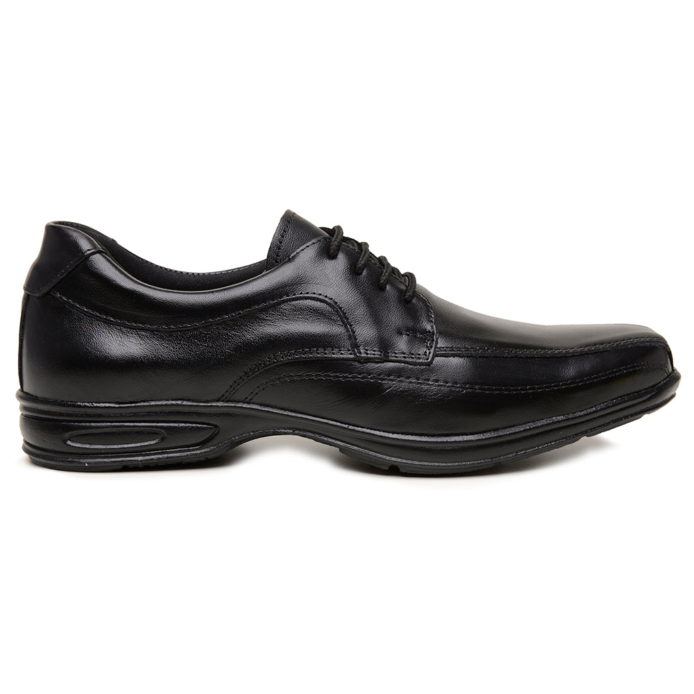 Sapato Social Masculino De Couro Preto Solado Elegância e Conforto Amortecedor Com Cadarço
