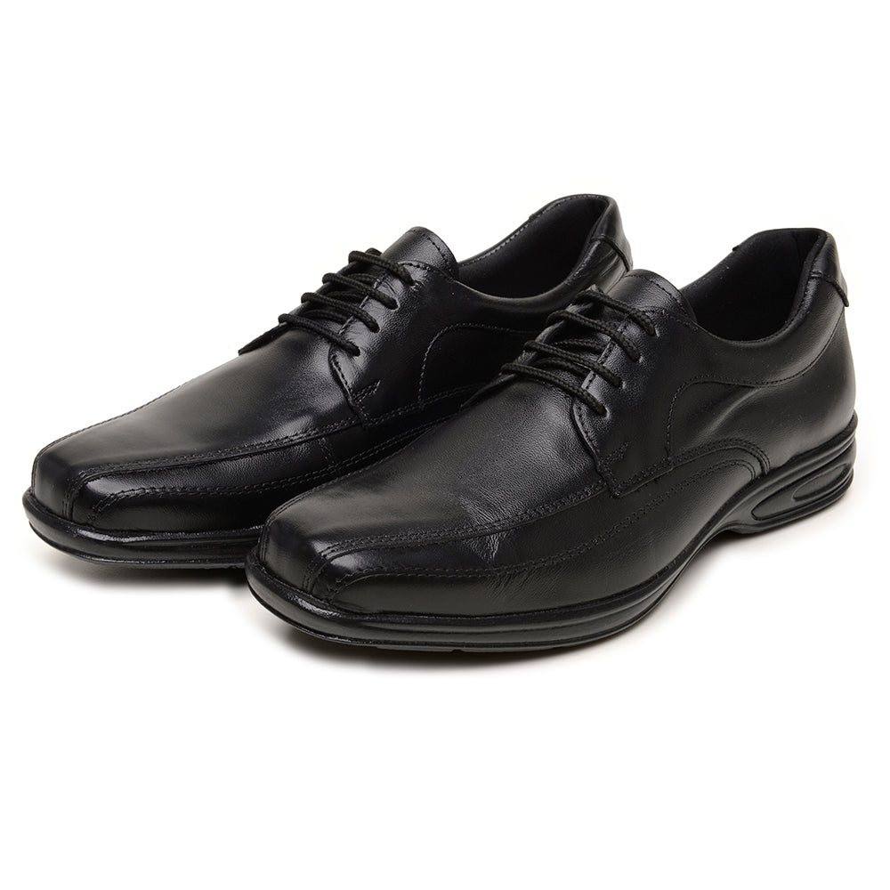 Sapato Social Masculino De Couro Preto Solado Elegância e Conforto Amortecedor Com Cadarço