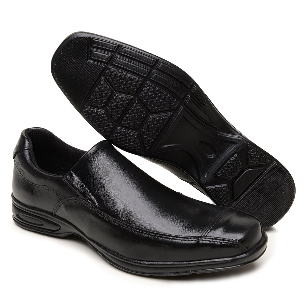 Sapato Social Masculino De Couro Preto Solado Elegância e Conforto Amortecedor