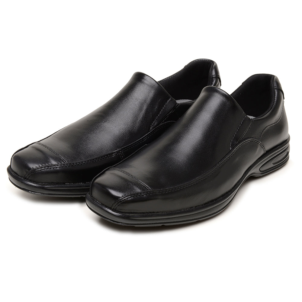 Sapato Social Masculino De Couro Preto Solado Elegância e Conforto Amortecedor