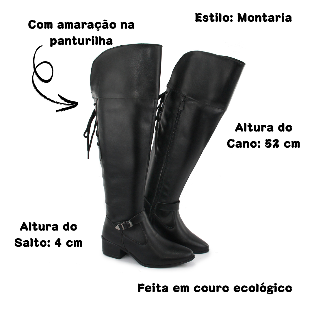 Bota Over The Knee Grace Feminina Cano Longo Acima Do Joelho Montaria Panturrilha Grossa