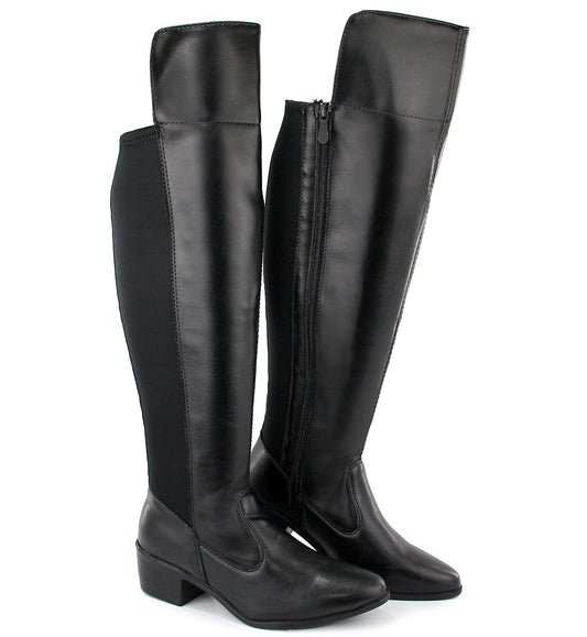 Bota Over The Knee Milano Montaria Feminina Elástico Perna Grossa