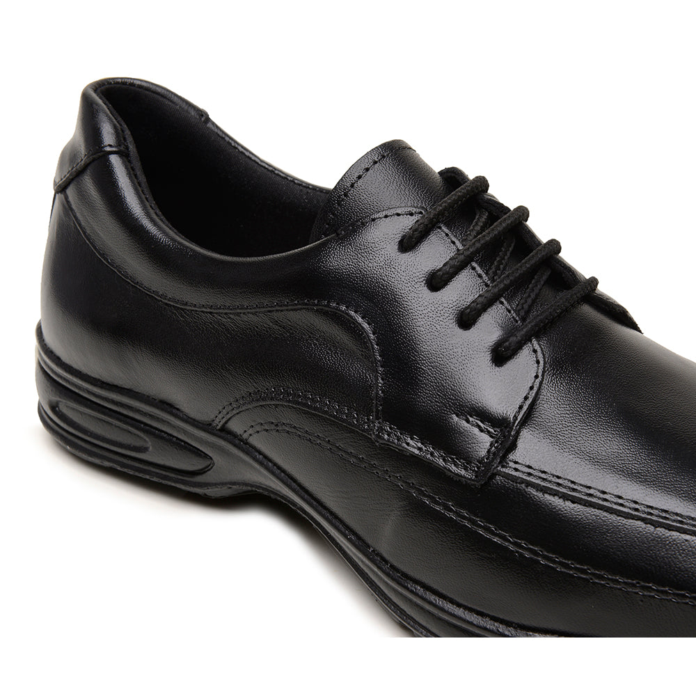 Sapato Social Masculino De Couro Preto Solado Elegância e Conforto Amortecedor Com Cadarço
