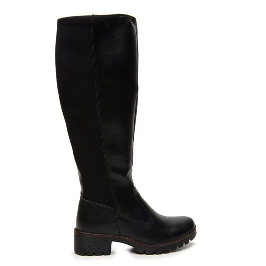 Bota Cano Longo Feminina Panturrilha Grossa Plus Size com Elástico Confortável Preta